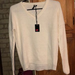 White knit sweater